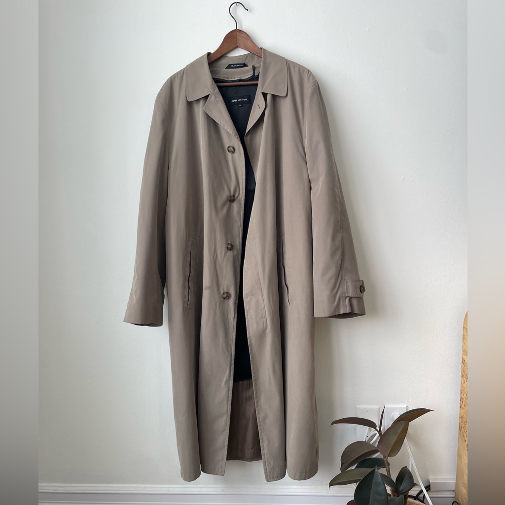 Men's Classic Tan/Khaki Trench With Removable Wool Liner Jones New York
